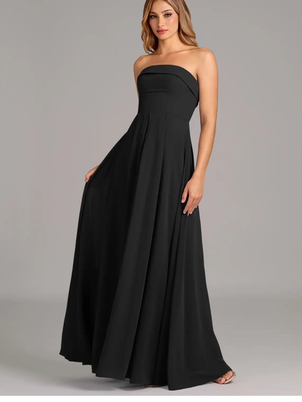 Azazie Strapless Black Formal Gown